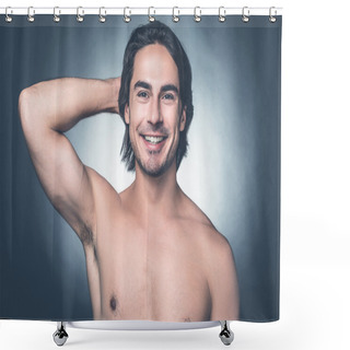 Personality  Young Shirtless Man  Shower Curtains