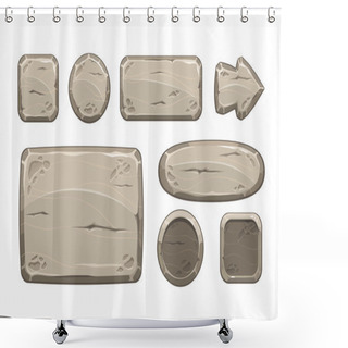 Personality  Cartoon Stone Game Assets Set Shower Curtains