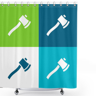 Personality  Axe Flat Four Color Minimal Icon Set Shower Curtains