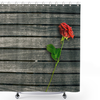 Personality  Red Rose On Dark Wood Background Shower Curtains