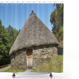 Personality  Traditional Spanish Construction Made With Stones And Conical Roof. Palloza Shower Curtains