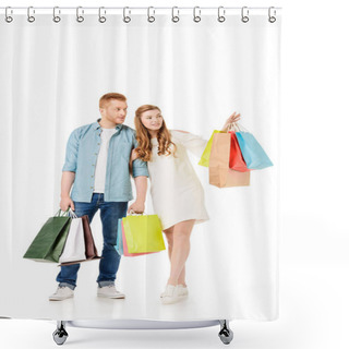 Personality  Couple Holding Shopping Bags Shower Curtains