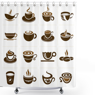 Personality  Coffee And Tea Cup Set, Vector Icon Collection. Shower Curtains