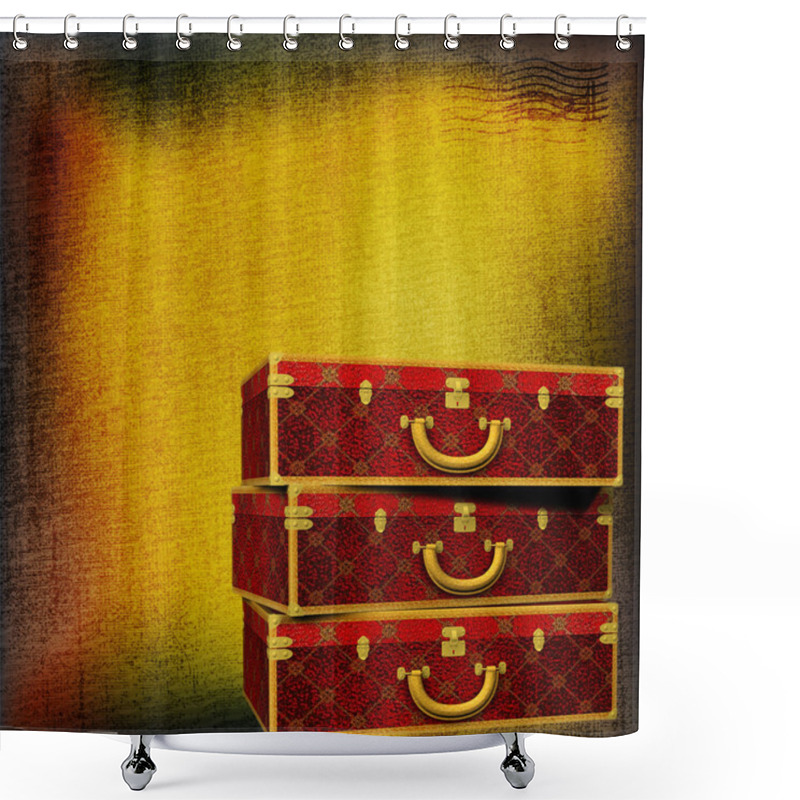 Personality  Vintage Travel Luggage Background Shower Curtains