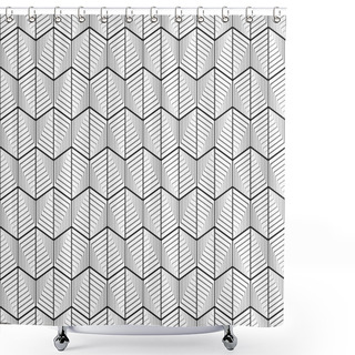 Personality  Design Seamless Monochrome Hexagon Geometric Pattern Shower Curtains