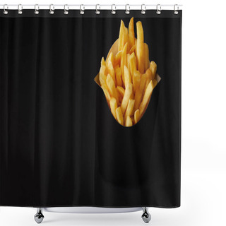 Personality  Black Box Of Tasty French Fries Isolated On Black Isolated On Black Shower Curtains