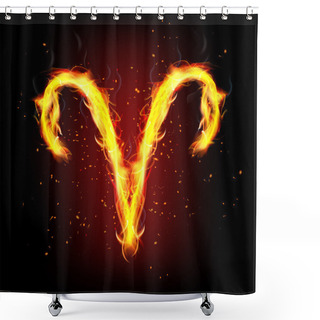Personality  Zodiac Sign For Aries In Fire Flames Shower Curtains