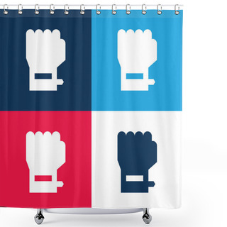 Personality  Bracelet Blue And Red Four Color Minimal Icon Set Shower Curtains