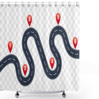 Personality  Road Trip. Road Infographic With Pin Pointer.  Shower Curtains