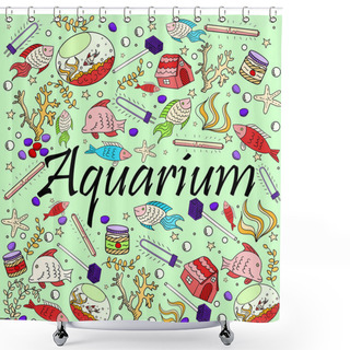 Personality  Aquarium Vector Illustration Shower Curtains