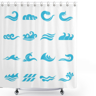 Personality  Waves Icons Set Shower Curtains