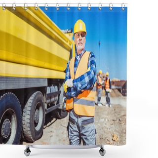 Personality  Construction Worker With Arms Crossed Shower Curtains