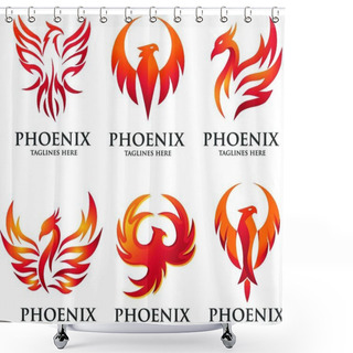 Personality  Luxury Phoenix Logo Concept, Best Phoenix Bird Logo Design, Phoenix Vector Logo,creative Logo Of Mythological Bird , A Unique Bird , A Flame Born From Ashes Shower Curtains