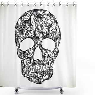Personality  Vector Illustration With Hand Drawn Skull.  Shower Curtains