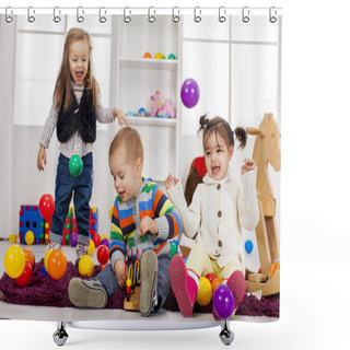 Personality  Kids Playing In The Room Shower Curtains