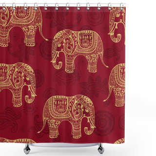 Personality  Stylized Elefants Seamless Pattern Shower Curtains