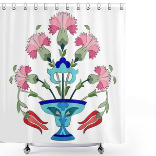 Personality  Ottoman Carnations And Tulips Shower Curtains