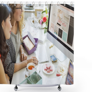 Personality  Women Working With Computer Shower Curtains