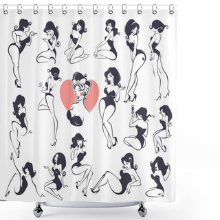 Personality  Large Pinup Girl Collection Shower Curtains