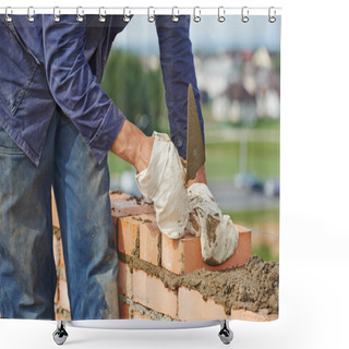 Personality  Construction Bricklayer Work Shower Curtains