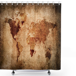 Personality  Retro Style World Map Texture Background Shower Curtains