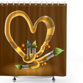 Personality  Heart Shaped Brushes. Abstract Background. Shower Curtains