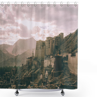 Personality  Leh Town Cityscape In Indian Himalayas  Shower Curtains