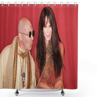 Personality  Monk Tickles Woman With Feather Shower Curtains