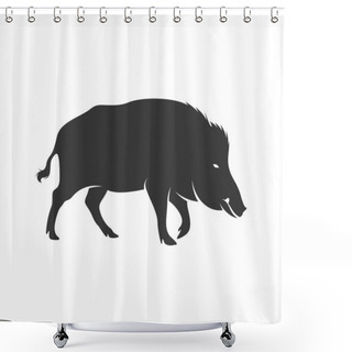Personality  Wild Boar Logo Design Vector. Template Illustration. Icon Symbol Shower Curtains