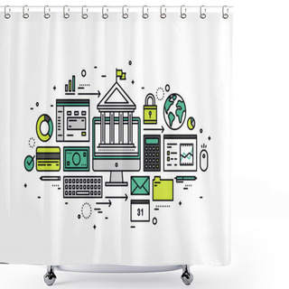 Personality  Online Banking Line Style Shower Curtains