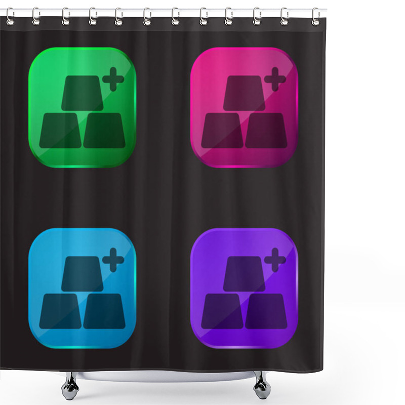 Personality  Add Objects Four Color Glass Button Icon Shower Curtains