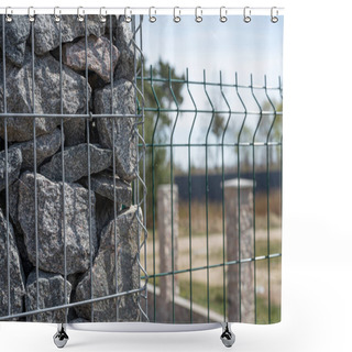 Personality  Broken Stone In Iron Wire. Shower Curtains
