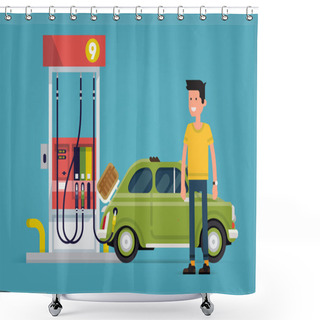 Personality  Confident Gas Station Customer Shower Curtains