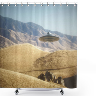 Personality  Alien Spaceship On Earth Shower Curtains