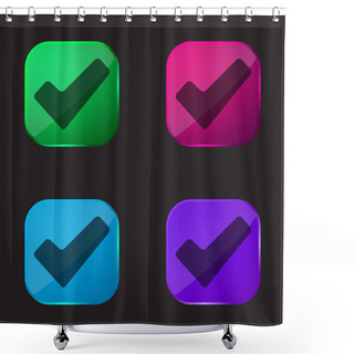 Personality  Approve Signal Four Color Glass Button Icon Shower Curtains