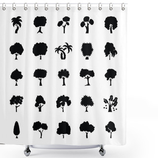 Personality  Set Of Trees Glyph Vector Icons  Shower Curtains