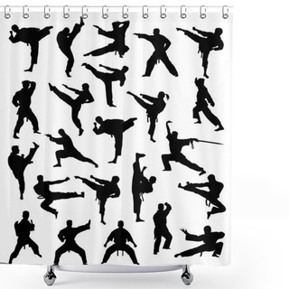 Personality  Martial Art Sport Activity Silhouettes Collection Shower Curtains