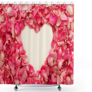 Personality  Frame Of Pink Rose Petals Shower Curtains