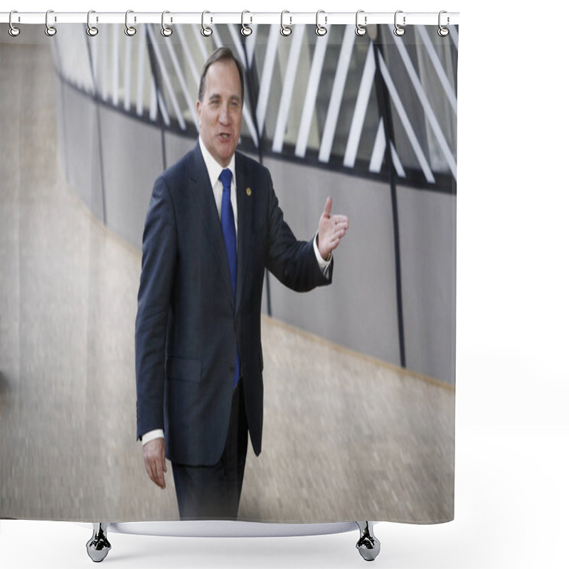 Personality  Brussels, Belgium. 28th May 2019.Prime Minister Of Sweden, Stefan Lofven Arrives For A European Union (EU) Summit At EU Headquarters. Shower Curtains