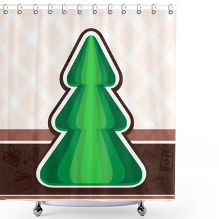 Personality  Vector Background With Christmas Tree. Shower Curtains