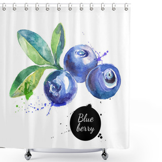 Personality  Hand Drawn Watercolor Painting Blueberries Shower Curtains