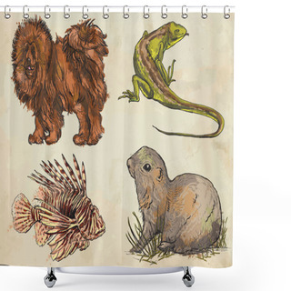 Personality  Animals - Colored Vector Pack. Freehands. Shower Curtains