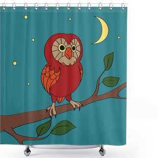 Personality  A Vector Cartoon Night Owl - Vector Illustration Shower Curtains