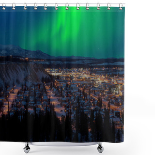 Personality  Northern Lights Over Downtown Whitehorse Shower Curtains