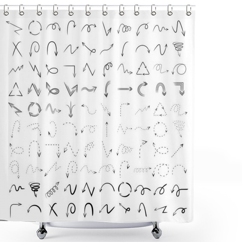 Personality  Sketched Icons Set, Drawing Line Arrows Shower Curtains