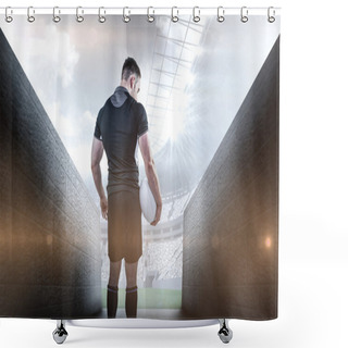 Personality  Ugby Player Holding Ball Shower Curtains