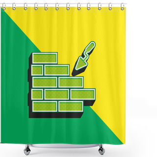 Personality  Brick Wall Green And Yellow Modern 3d Vector Icon Logo Shower Curtains