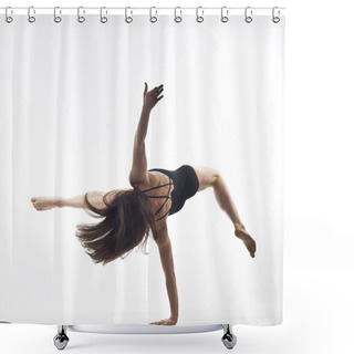 Personality  Gymnast Girl Isolated On White Shower Curtains