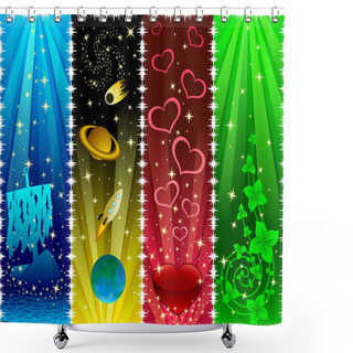 Personality  Vertical Banners With Stars Shower Curtains