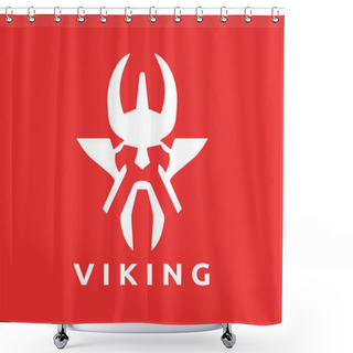 Personality  Viking Logo Design Vector Template. Human Viking Logo Design Icon Symbol Vector Illustration. Shower Curtains